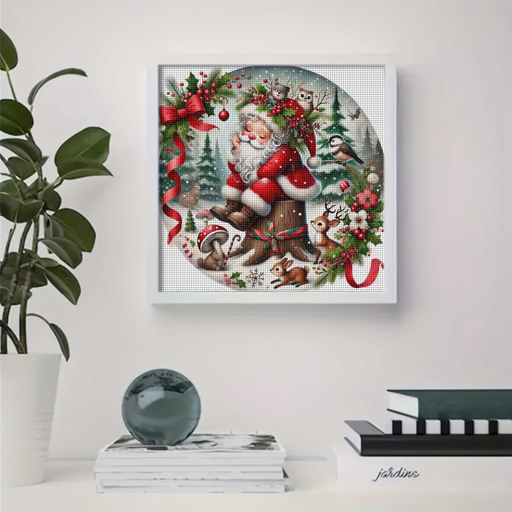 TEMU Un set di kit creativi per pittura croce a tema gnomi natalizi, forniture per uniche, artigianato decorativo croce 11CT, per gli appassionati di