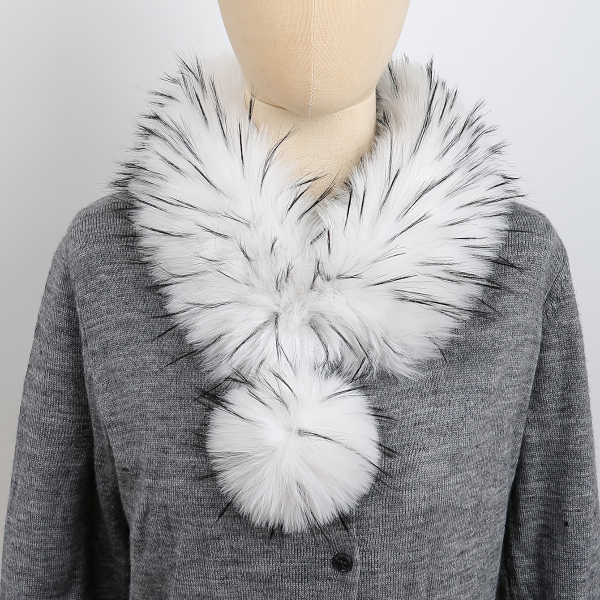 Image of A New Women's Jacquard Fashion Scarf With A High-end Feel, Featuring Plush And An Elegant Pom-pom Decoration, A Unique Scarf For Women