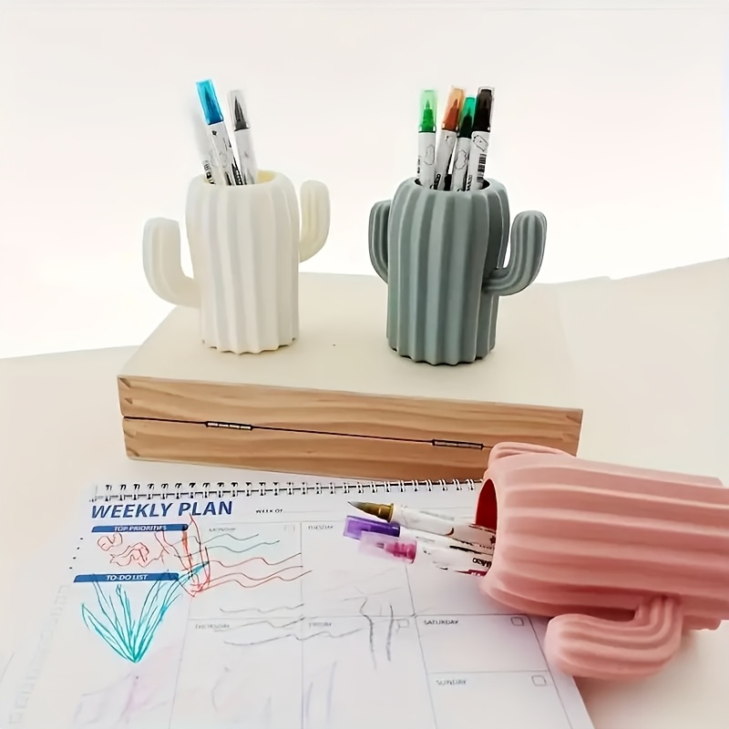 

Porte-stylo et crayon en de cactus, organiseur de bureau en plastique, conteneur de rangement de papeterie pour , , - 1pc