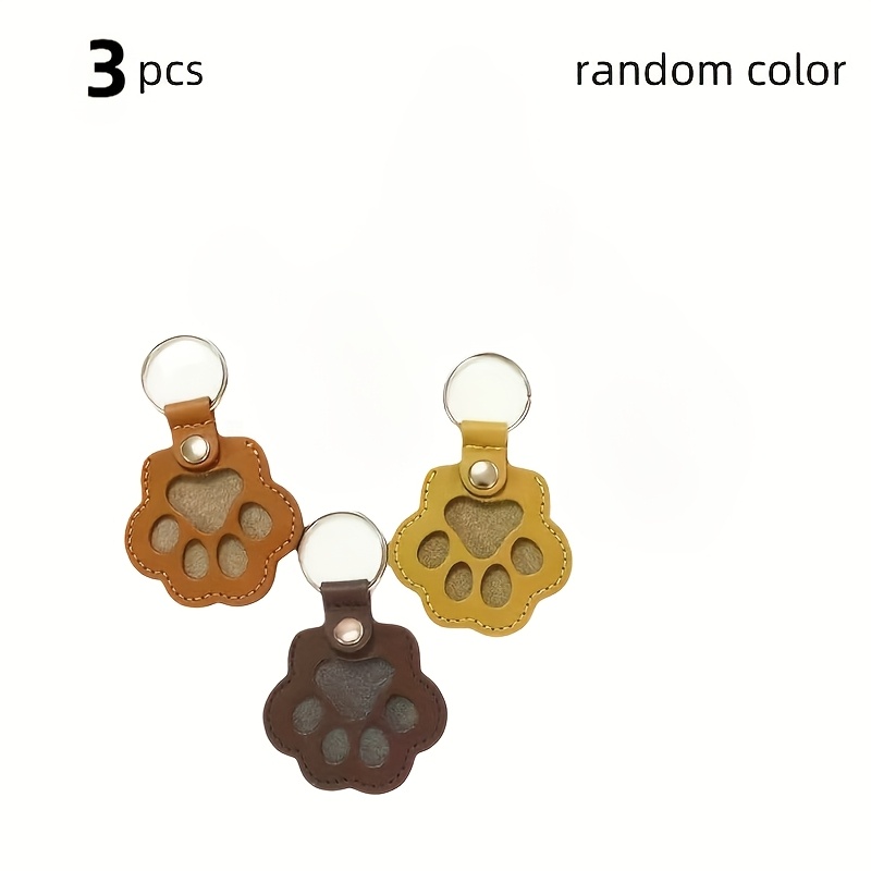 TEMU 3pieces Random, Pet Hair Commemorative Cat Paw Keychain, Faux Leather Pet Hair Collection Pendant, Commemorative Gift, Portable Keyring For