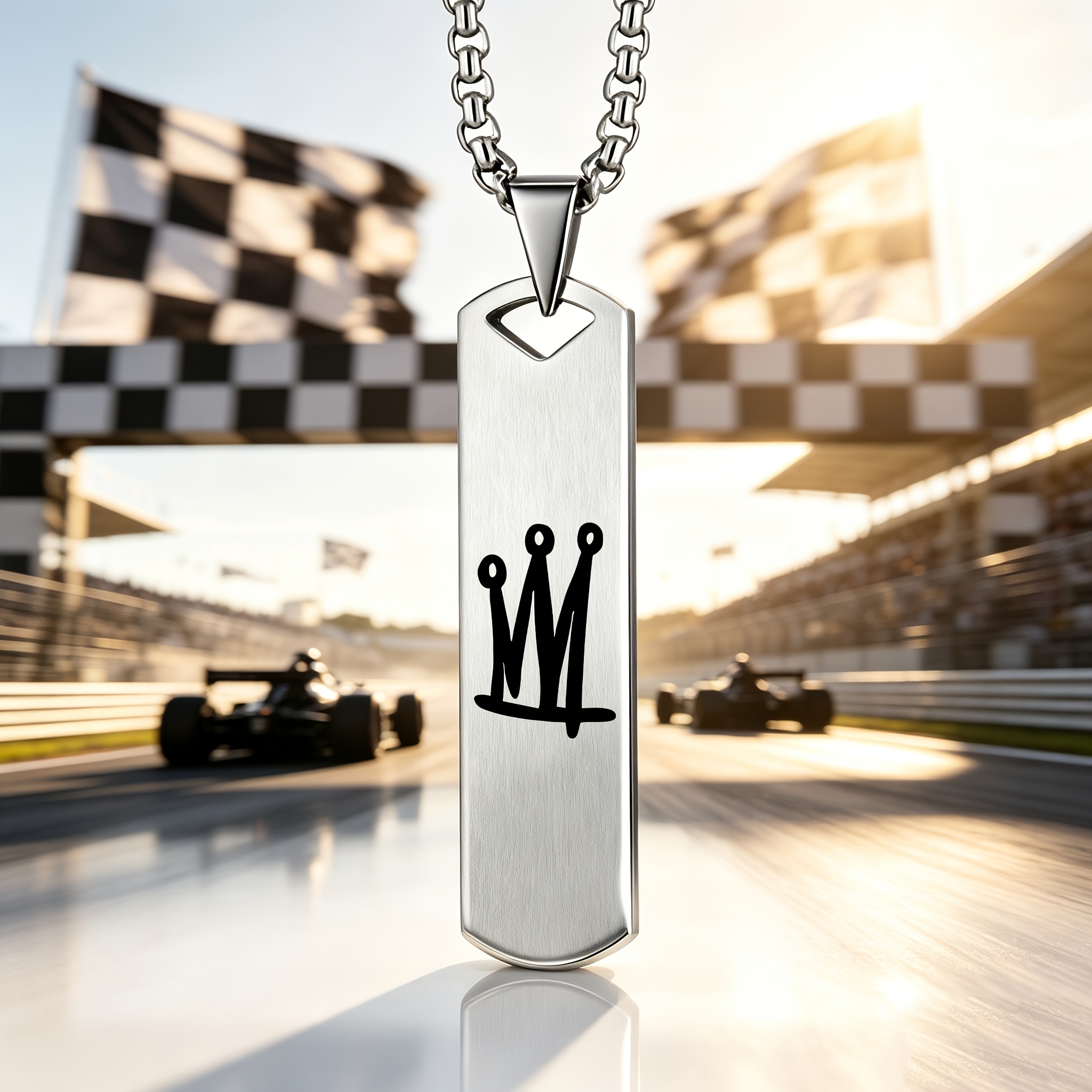 Graffiti Crown Pattern Pendant Necklace, Trendy Street Style