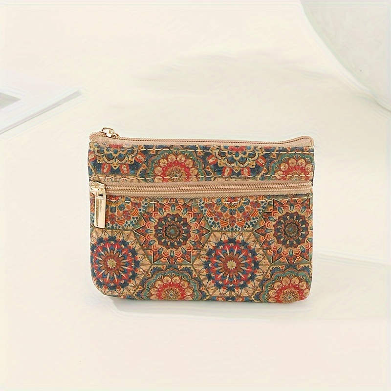 TEMU Mini Vintage Print Coin Purse, Key Holder, Card Wallet, Lipstick & Small Items Organizer