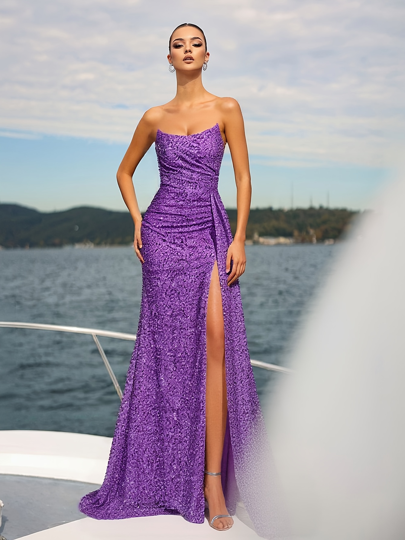 sequin purple dress sold on Temu United States
