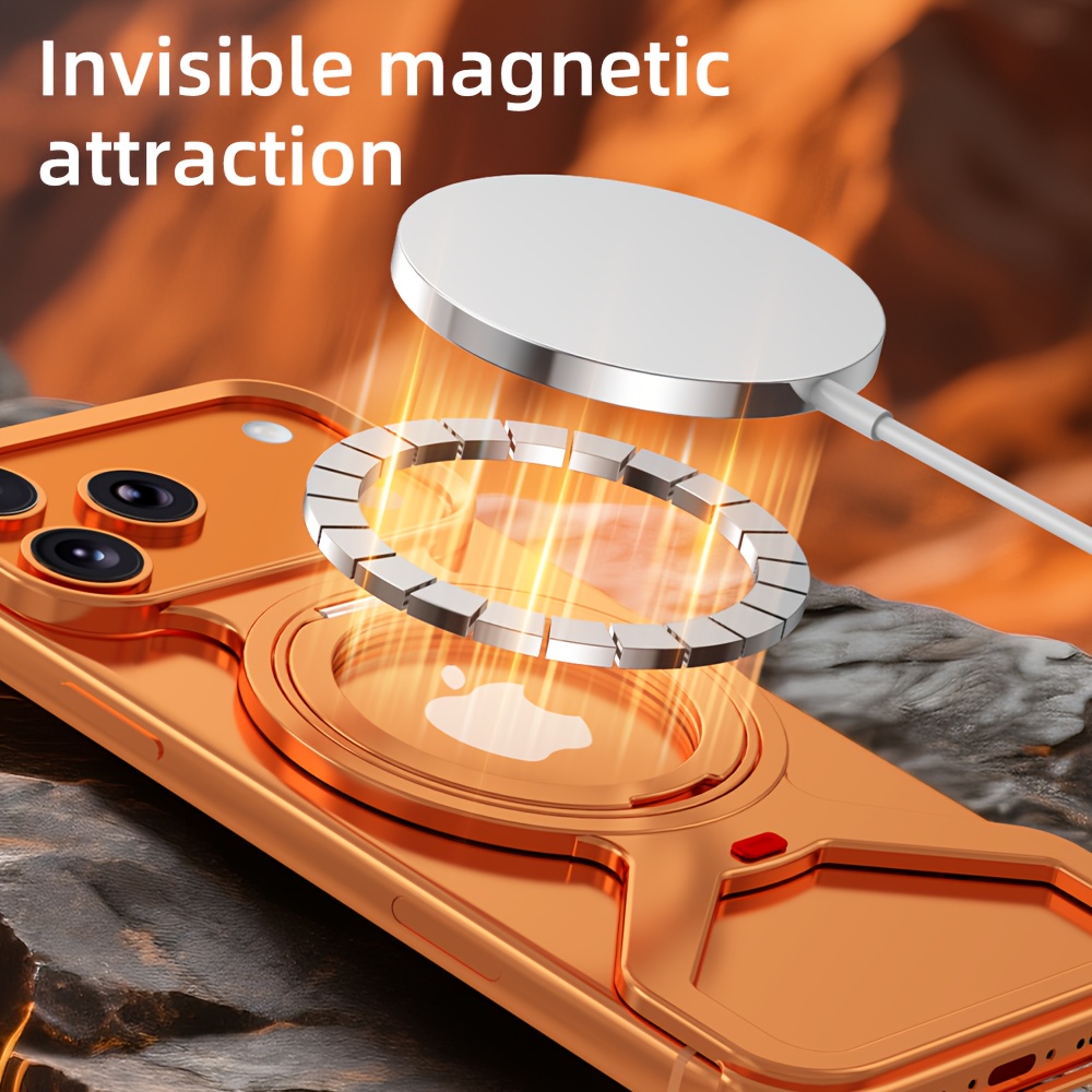Phone Case - Compatible with Iphone 17/Iphone 17 Pro Max/Iphone 17 Air/Iphone 17 Pro[Metal Invisible Magnetic Stand Case]360-Degree Rotating Magnetic Stand with Borderless Hollow Heat Dissipation Protection Case