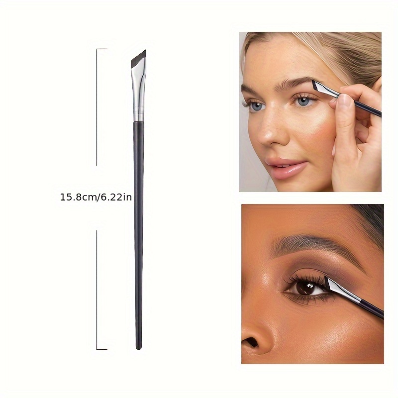 Sickle-style Eyeliner Brush With Ergonomic & Dual- Blade - Fine Metallic Finish For Precise Under-eye & Eye Shadow Application, All Light Beige Types, Eyeliner Brush, Sleek Beauty Tool, Tool