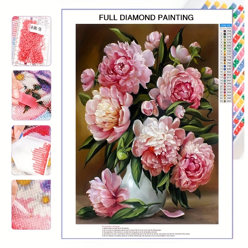 

1pc Diy Flower Pattern Artificial Diamond Painting Set, Mosaic Decorative Craft Wall Art, Home Decor, 30cmx40cm Frameless 5d Diamond Painting Kits For Adults Beginners