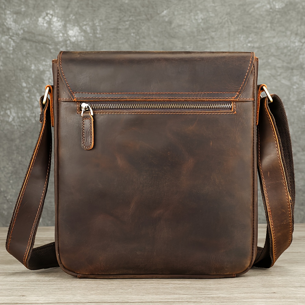 mens vintage head layer cowhide crossbody - Temu Mauritius