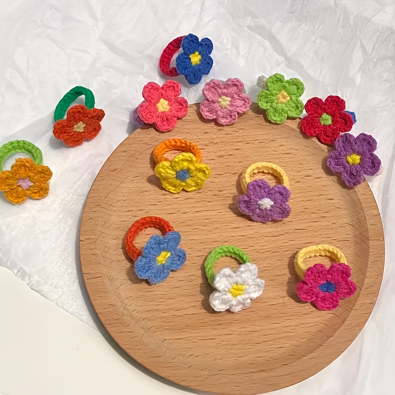 Image of 5pcs Random Color Bohemian Cute Casual Women's Stacked Ring, Suitable For Everyday Wear And Beach Holidays, Featuring A Yarn-woven Flower Ring