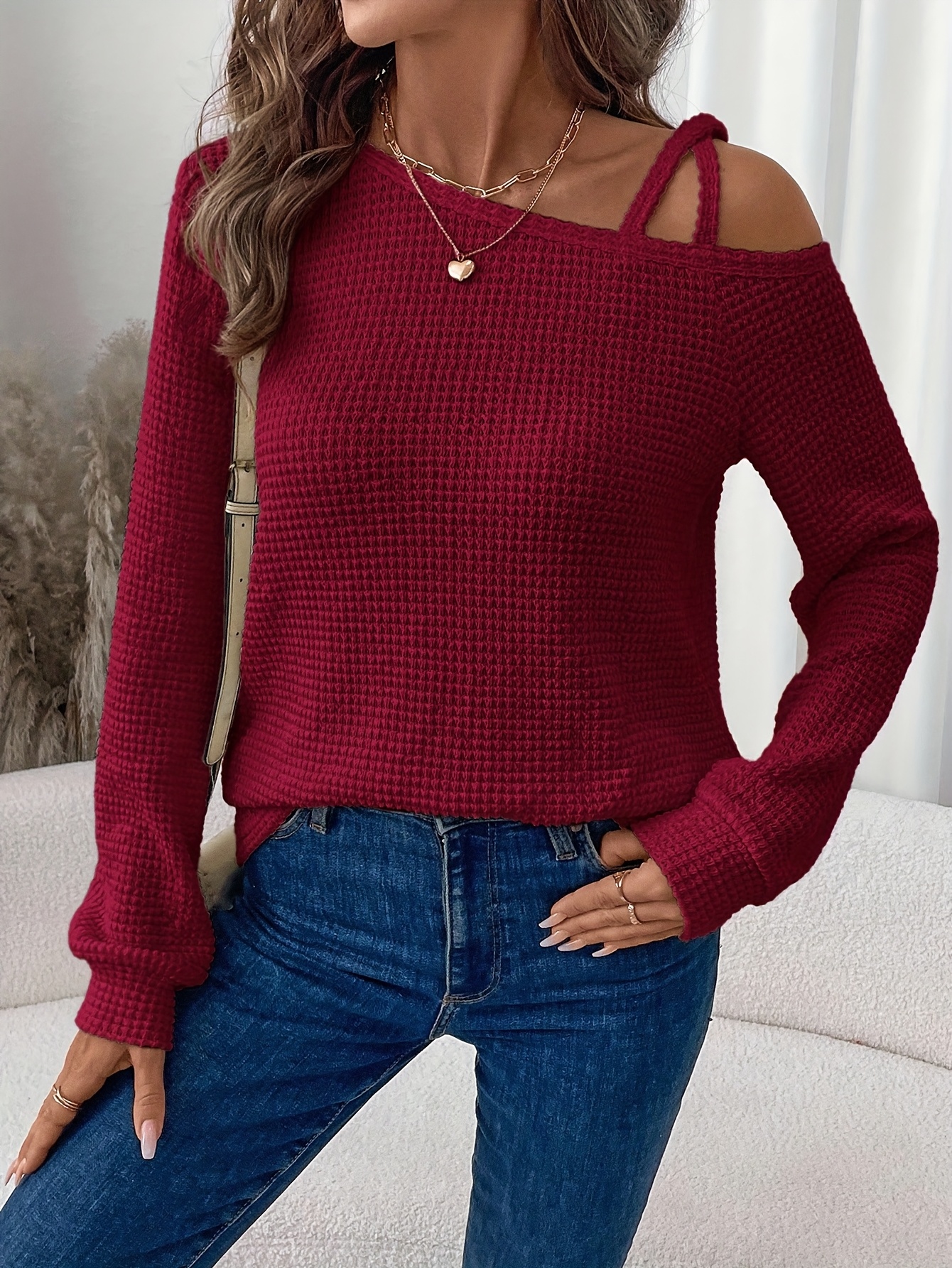 womens fashion cross strap casual long sleeve t shirt