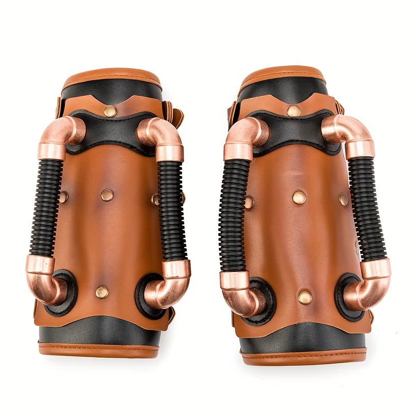 Steampunk Faux Leather Arm Bracers Arm And Knee Guards With Lace Up Design  For Cosplay Set Unisex Armor Bracer 212H From Hyf5456, $34.83