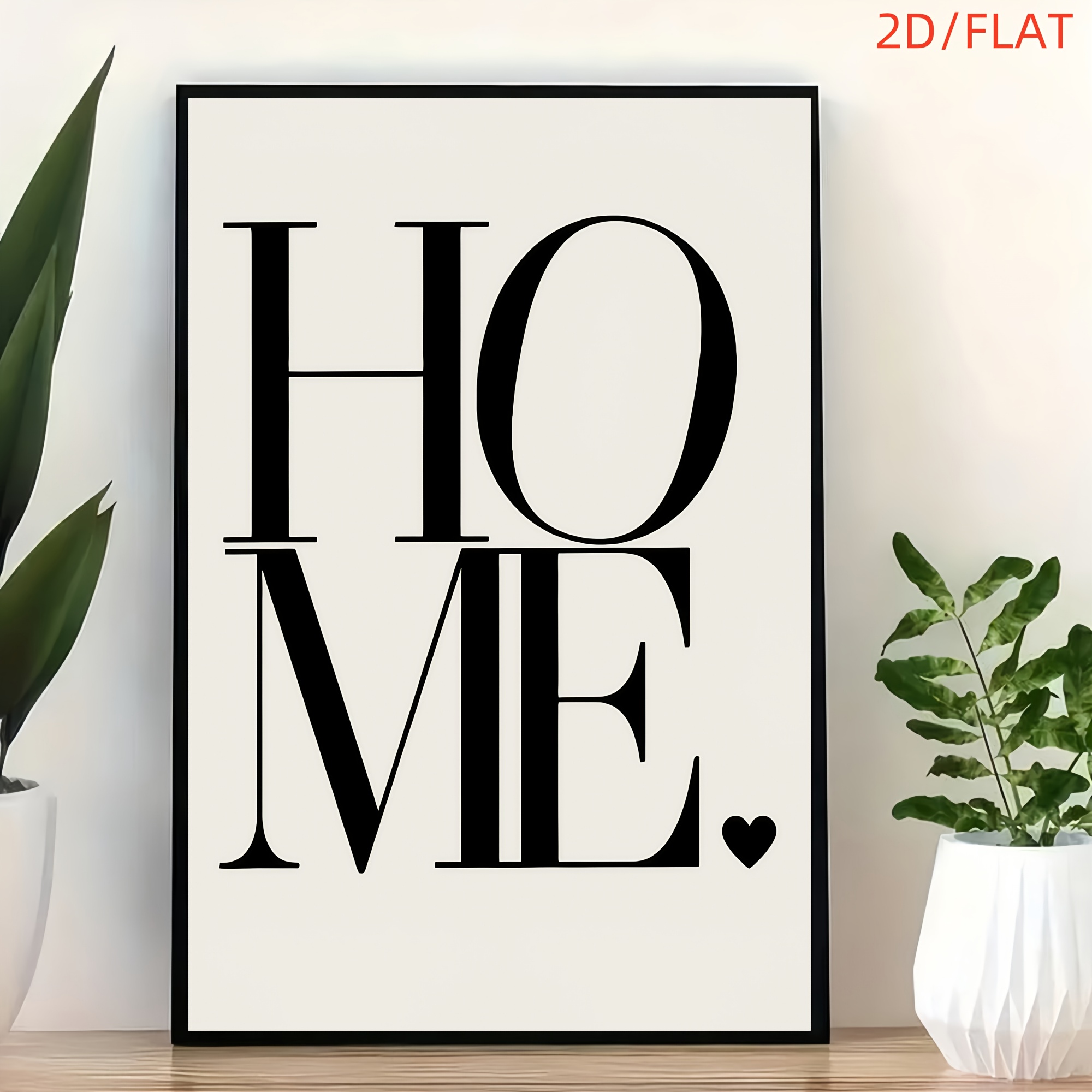 E-shop 2D Flach, 2D Flach - 1 Stück minimalistisches "HOME" Leinwanddruck Poster Wandbild, moderne Wandkunst Dekoration, geeignet für Wohnzimmer,