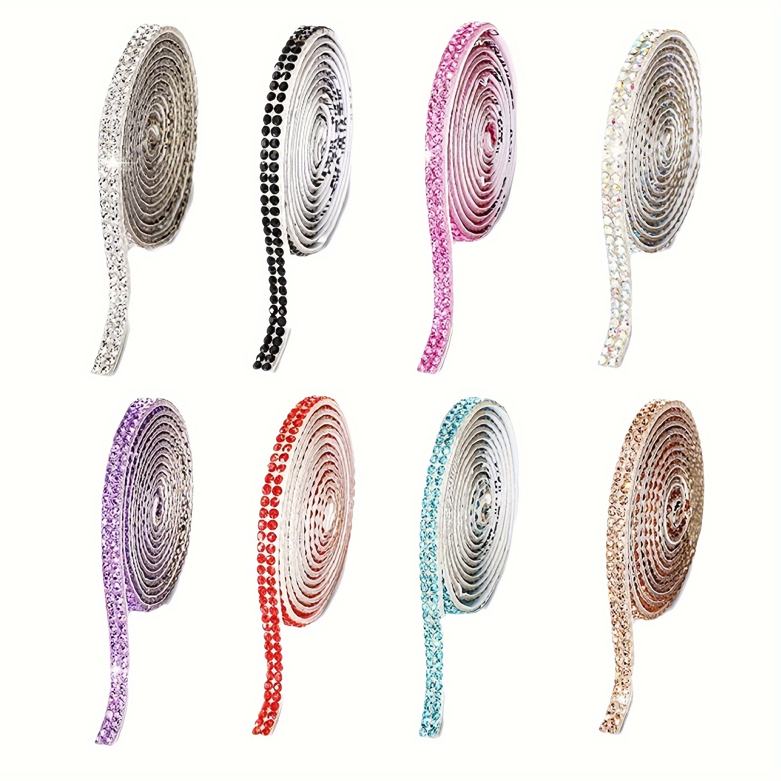 

2-Pack de bandes autocollantes de mini strass - Ruban décoratif en verre non chargé, autocollant brillant pour les loisirs créatifs, les téléphones portables, les détails de voiture, de Noël