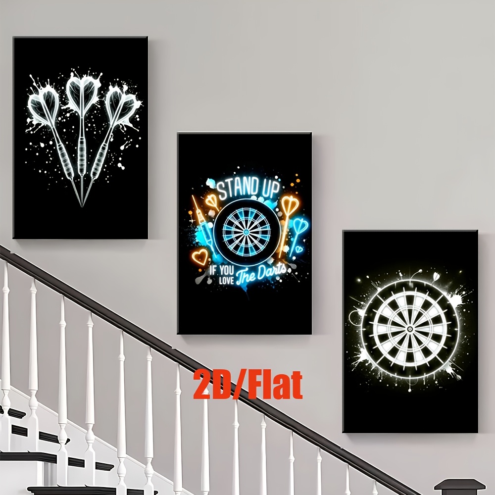 E-shop 2D Flach, 3er-Set, 2D/Flache Leinwandbilder – , Darts--Gemälde, Künstler-Zeichnungsset, Wohnzimmer, Büro, Party, Schlafzimmer, abstrakte Kunst,