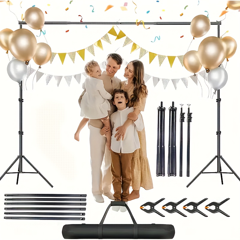 TEMU Adjustable Metal Background Stand Set, 200 * 200cm, With Clip, , And Storage Bag – Ideal For Party & Wedding Event Decoration, Event Backdrop,