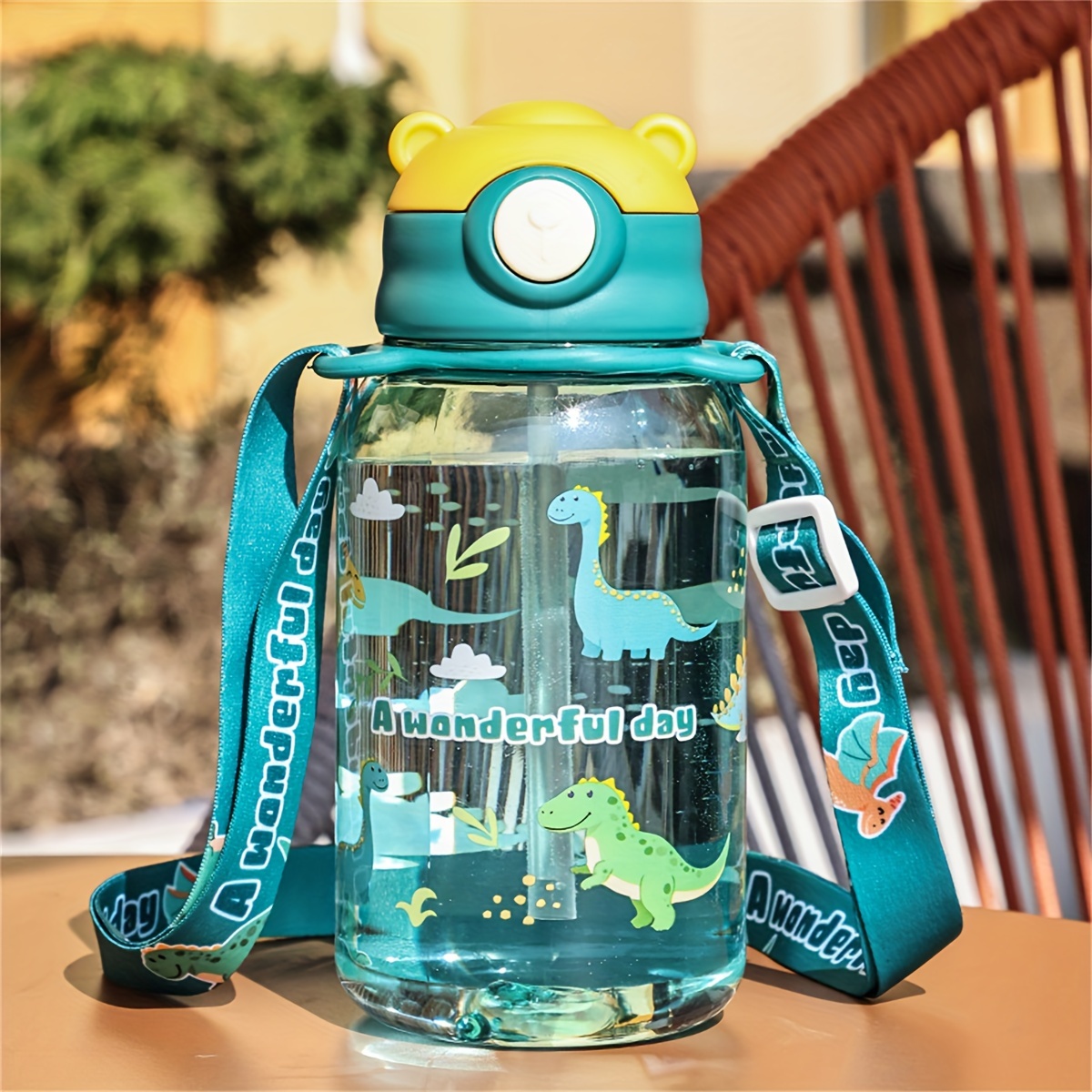 Image of 650ml Plastic Cup Gift Water Cup One-button Pop Lid Pc Transparent Cartoon Anime Strap Water Cup Cute Portable Water Cup