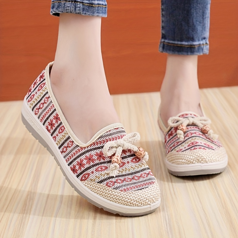 Women's Plaid Slip-On Sneakers - Soft TPU Sole Breathable Mesh Casual Shoes with Bow Detail, Comfortable Home & Outdoor Walking Shoes for Women, Home Comfort Shoes | Plaid Pattern Shoes | Breathable Mesh Footwear, Ladies Sneakers