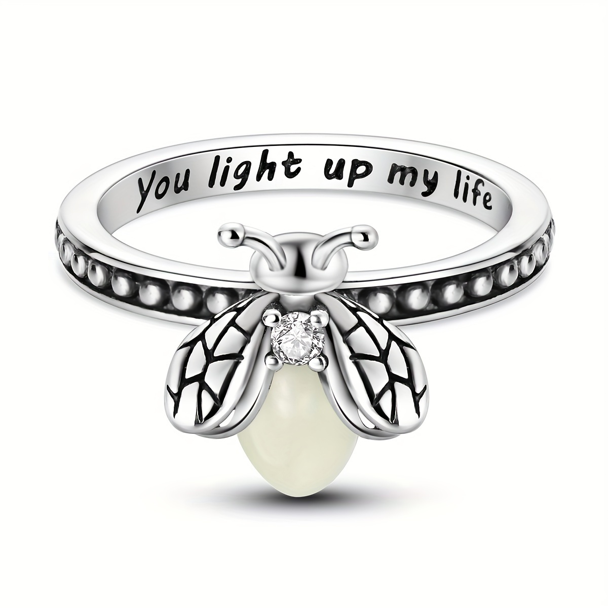 

Firefly Luminous Synthetic Zircon Decor 925 Silver Finger Ring For Men