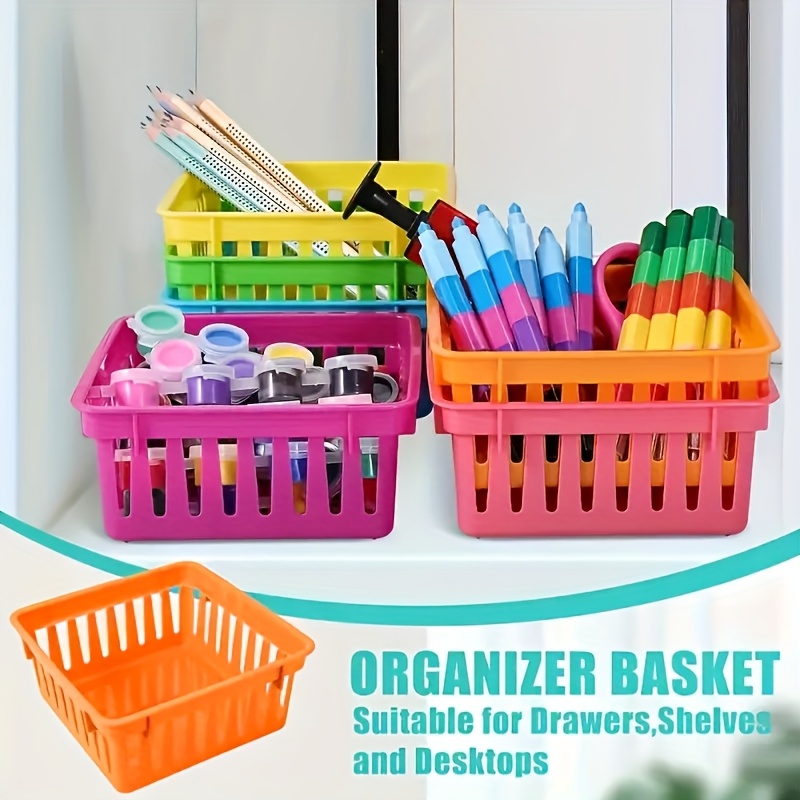 8pcs Stackable Plastic Storage Baskets for Office and Home