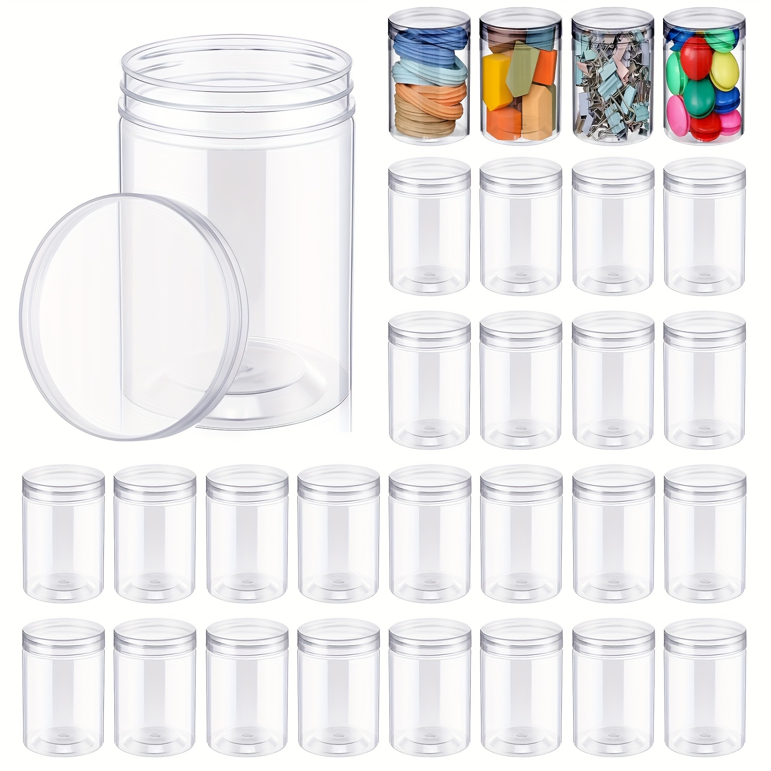 

12pcs 9.47oz Refillable Clear Plastic Jars With Wide Mouth & Ribbed - Pet Material, Screw-on Closure For Of Lotion, Cream, Ointments, Dried Fruits, Honey, Nuts - Transparent Container Set