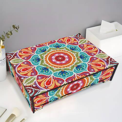 item picture 1pc diy point drill assembly creative wooden box with a mirror red pattern 5 jewelry box can put bracelets bracelets necklace earrings and other trinkets is a very meaningful gift