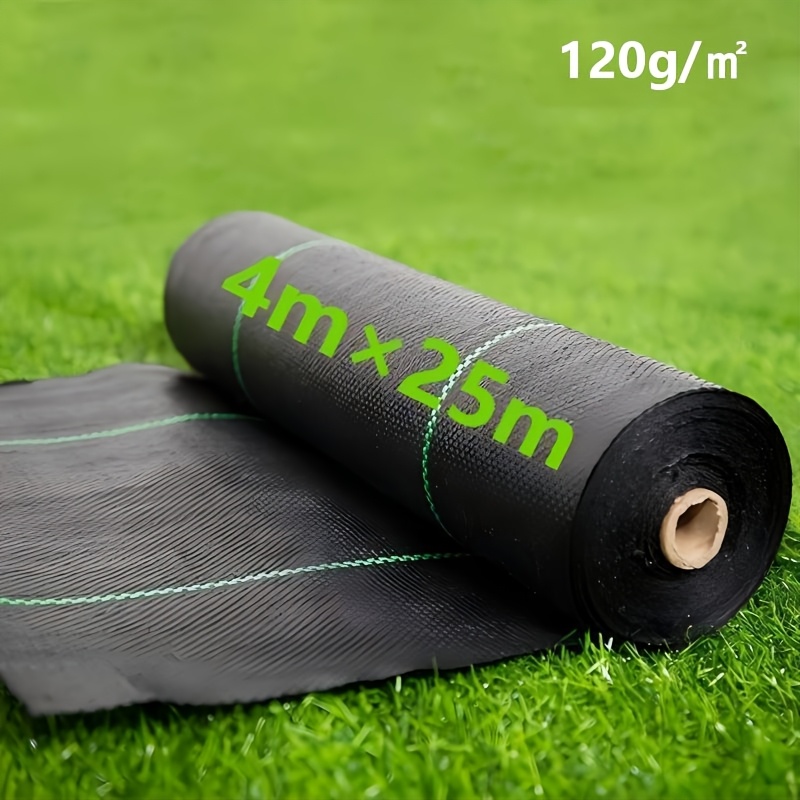 item picture heavy duty 120g m 4 42oz yd   control fabric soil sun protection cloth heavy   barrier mat for gardening driveways gravel artificial turf and lawn   black woven roll ground cover   suppression mulch strawberry