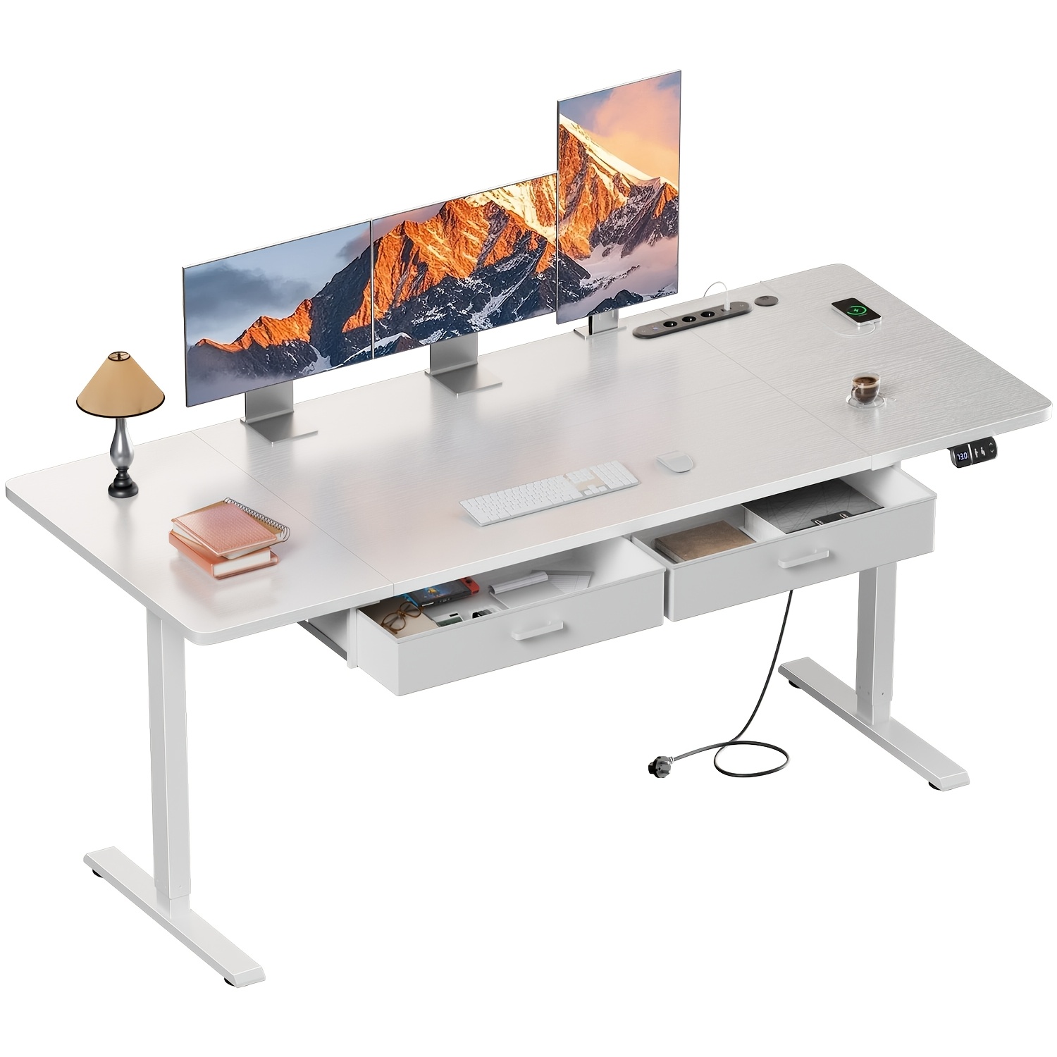 Extra-large Electric Height-adjustable Desk, Electric Standing Desk, Height Adjustable Computer Desk, Stand Up Gaming Office Table With , For , Adults