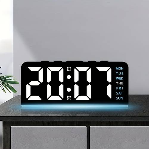1pc compact multifunctional digital alarm clock with date display and usb power dual alarm display stylish rectangular design ideal for home decor and holiday gifts