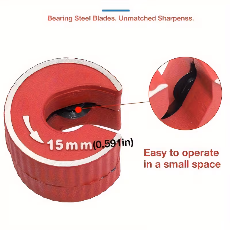 three size 15mm 22mm 28mm self locking round pipe cutter ratchet design for effortless operation removable cuts copper aluminum brass pvc pipes durable construction professional plumbers plumbing projects details 4