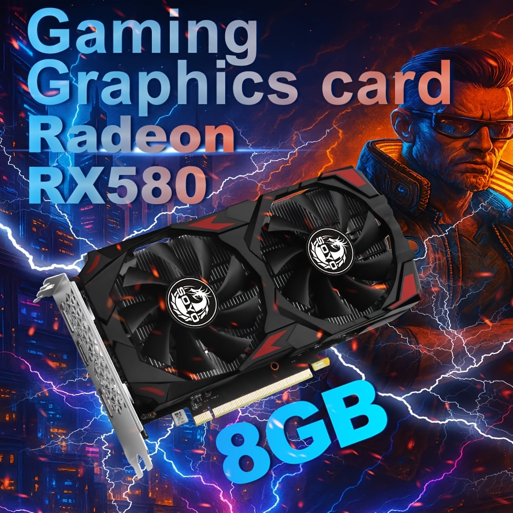   scheda     rx580   con 8gb di memoria gddr5, pcie3.0x16 a 256 bit, progettata per il gaming desktop, dotata di   ventola e interfaccia display dp,   per    