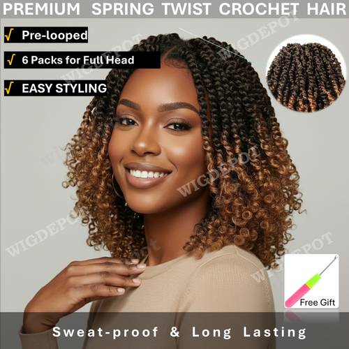 8 inch 6 pack spring crochet braids suitable for pre looped short passion twist synthetic hair extensions protective pre loop crochet braids lightweight y crochet braids elastic crochet braids