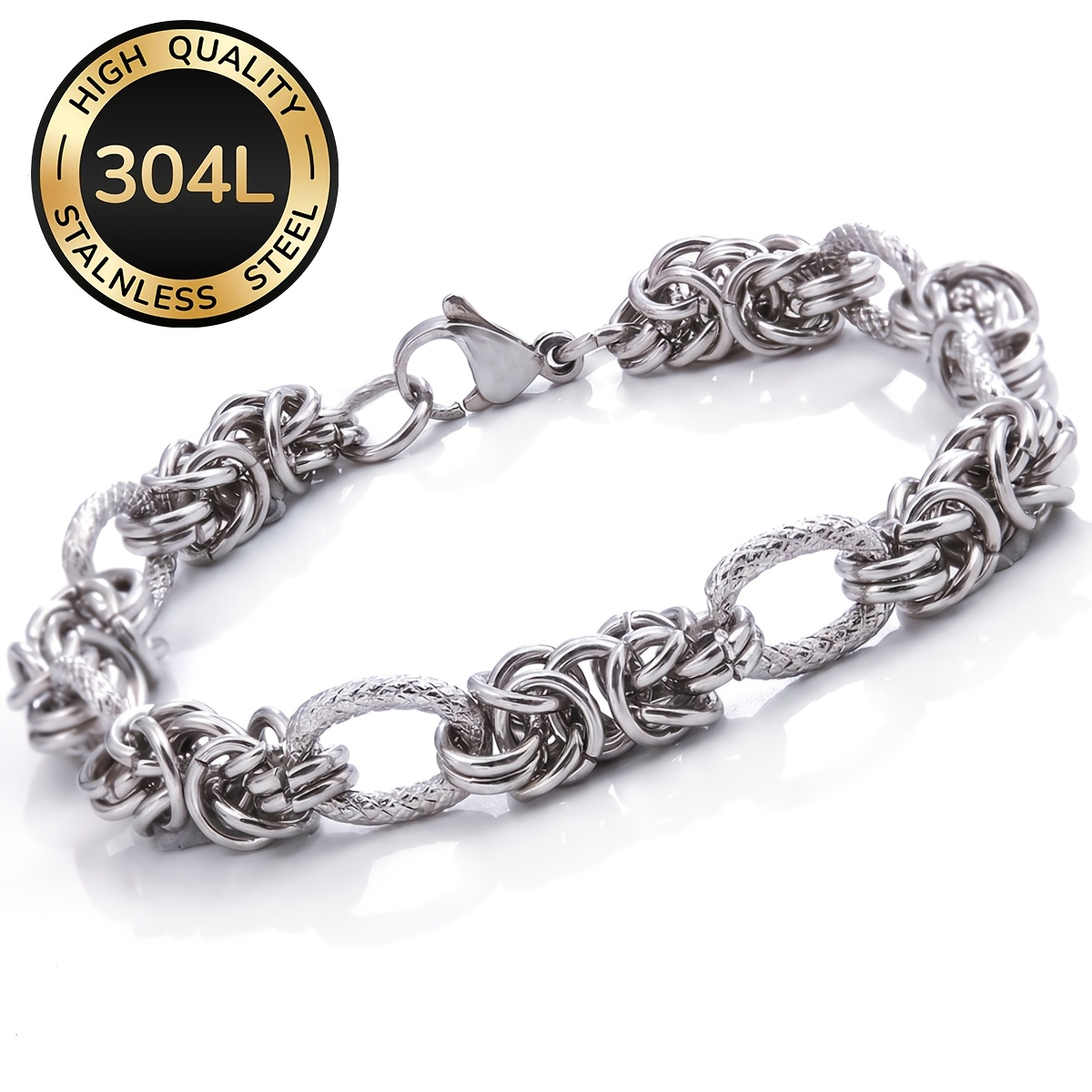 TEMU 304l High-quality 304l 304l Stainless Steel Bracelet, Waterproof And Non-fading, Suitable For Men's Jewelry, Fashion Additions, Suitable For