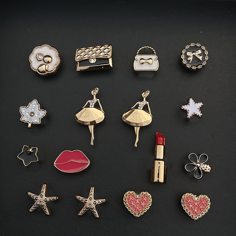 Image of A Set Of 16 Fashionable And Exquisite Shoe Accessories, Ballet Girl Bag Lipstick Love Diy Removable Upper Accessories, Suitable For Slippers And Sandals, Festival Essential Exquisite Gifts
