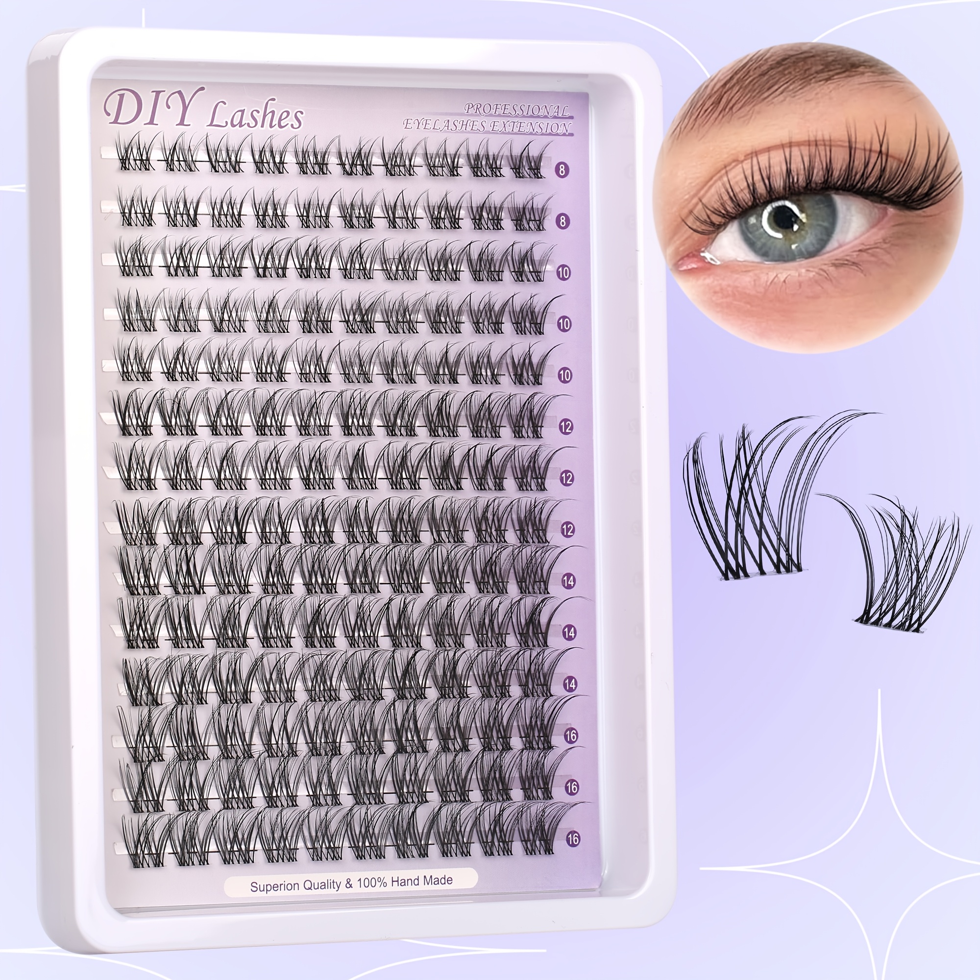 diy eyelash extensions transparent lashes 8 16mm reusable beginner friendly high quality hand made reusable eyelash extensions details 1