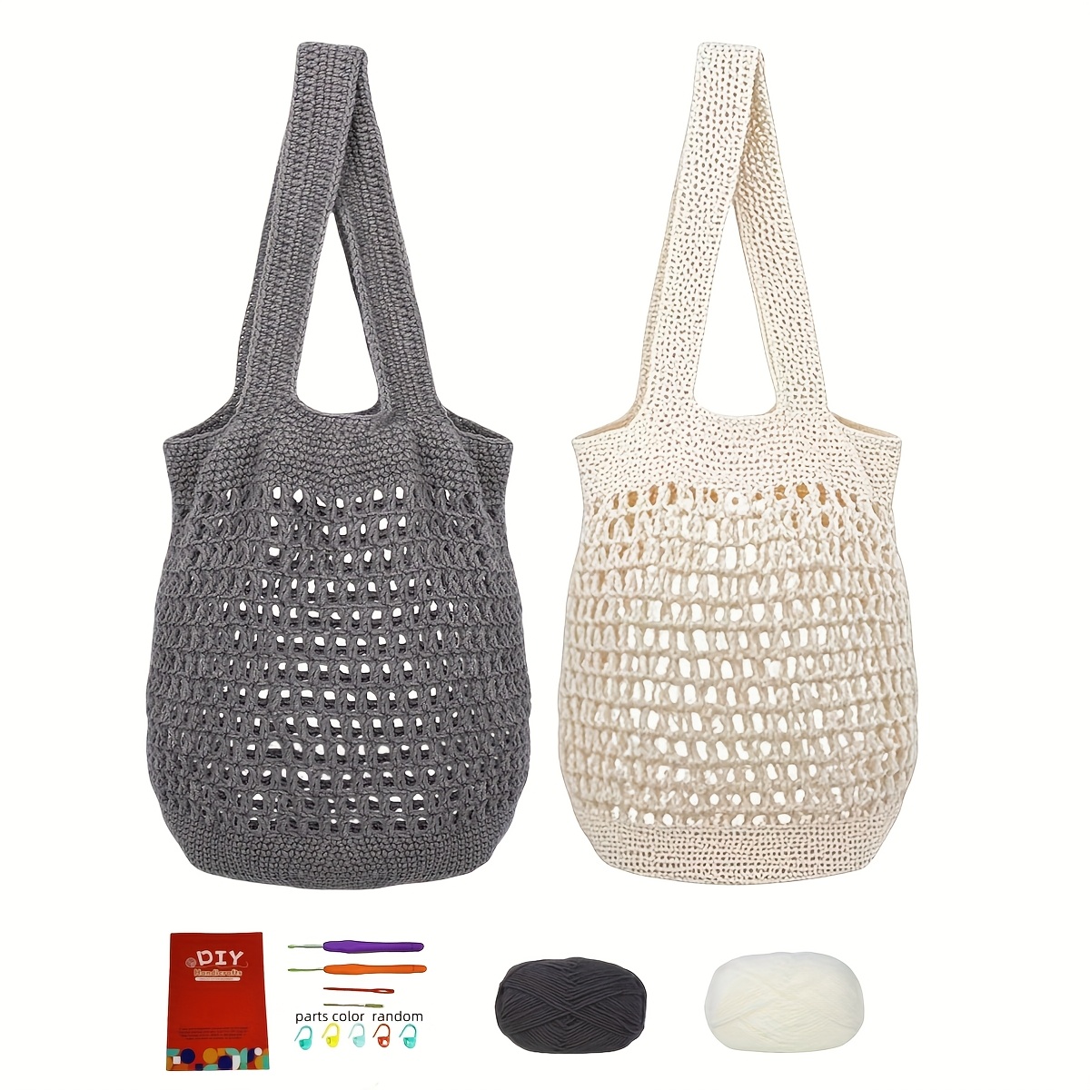 diy crochet bag gray white tote bag beginner crochet set Temu