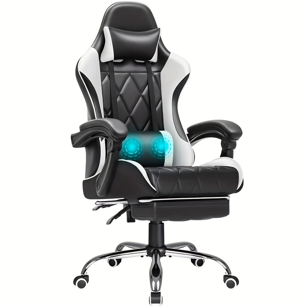 

Gaming Chair Massage Office Chair Computer Racing Chair High Back Pu Leather Chair With Footrest