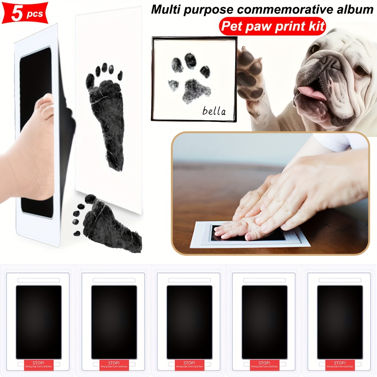 

5pcs Print Kit, 5 Ink Cartridges And 10 Sheets Of White Paper, Halloween And Handprints Thanksgiving And Christmas Gifts, Commemorative Supplies, Wash-free Printing Pad Pet Supplies