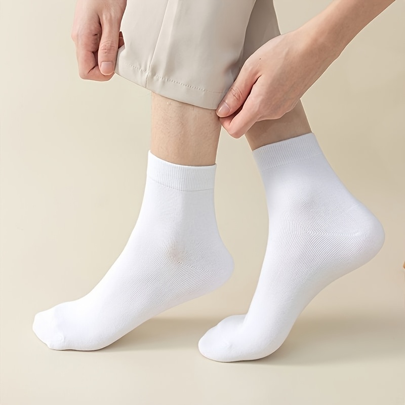 10 Пар Белых Унисекс Носков для Пара - Дышащие Влагопоглощающие Гольфы для Мужчин и Женщин, Однотонные Повседневные и Офисные, Стиральные в Машине, Мягкие Ткани, Для Работы