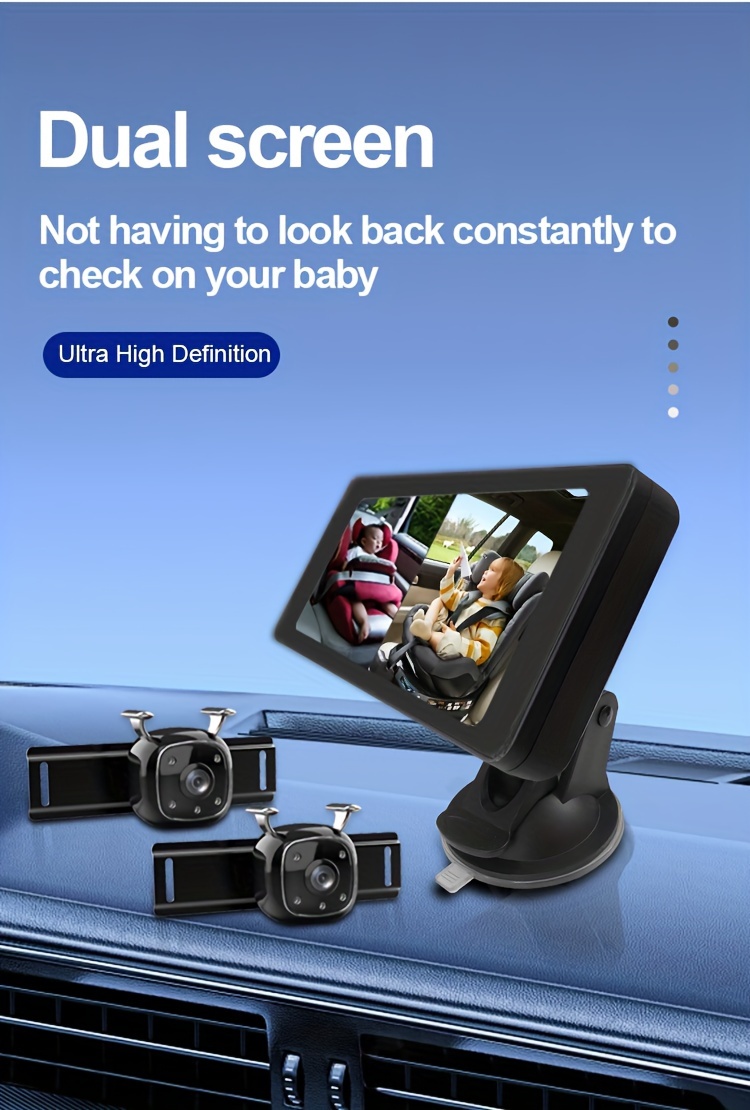 Dual-Channel 17.42cm Car Camera with IR Night Vision - Rear Seat Monitor for Two Youngsters, Easy Install, Safe Driving at Night details 2