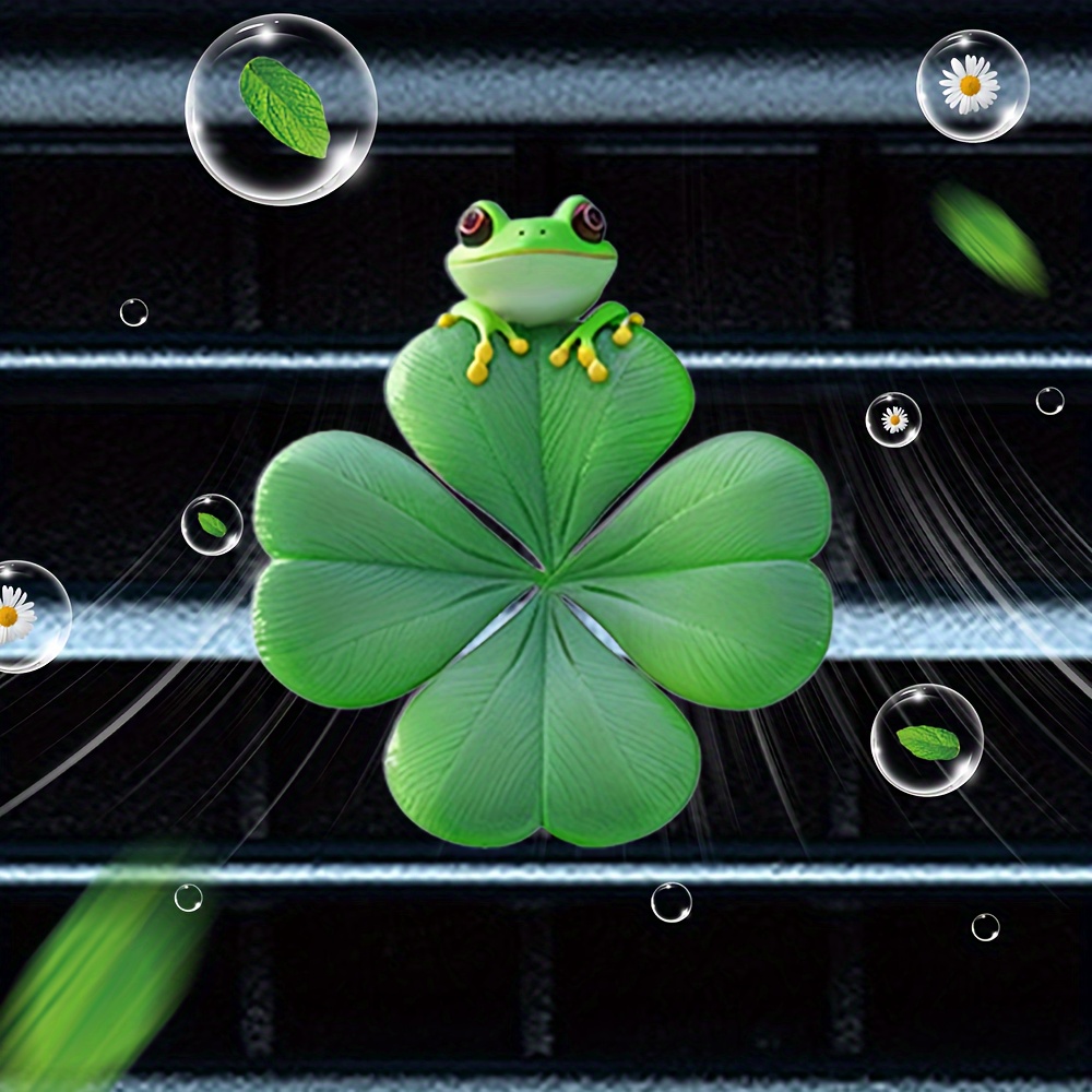 

1pc Frog On Clover Car Clip Freshener - Acrylic, Includes 2 Unscented Aroma Tablets, Adds Your Vehicle Interior