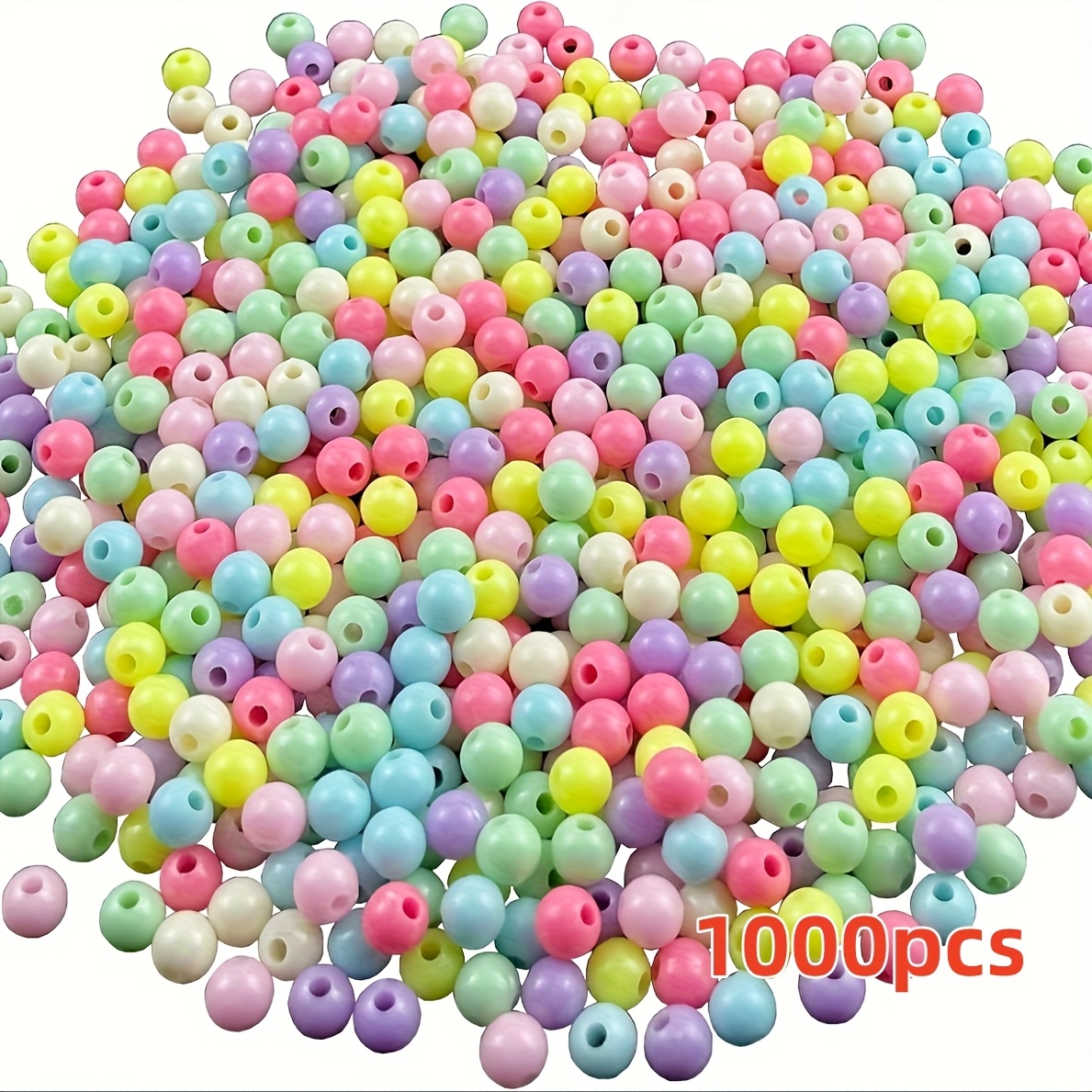 Image of 1000pcs 4mm, 26g/0.917oz Pastel Acrylic Round Beads, Assorted Multicolor Candy-style Pastel Beads, Rainbow-colored Beads For Crafting, Charm Necklaces And Bracelets, Holiday Gift Making