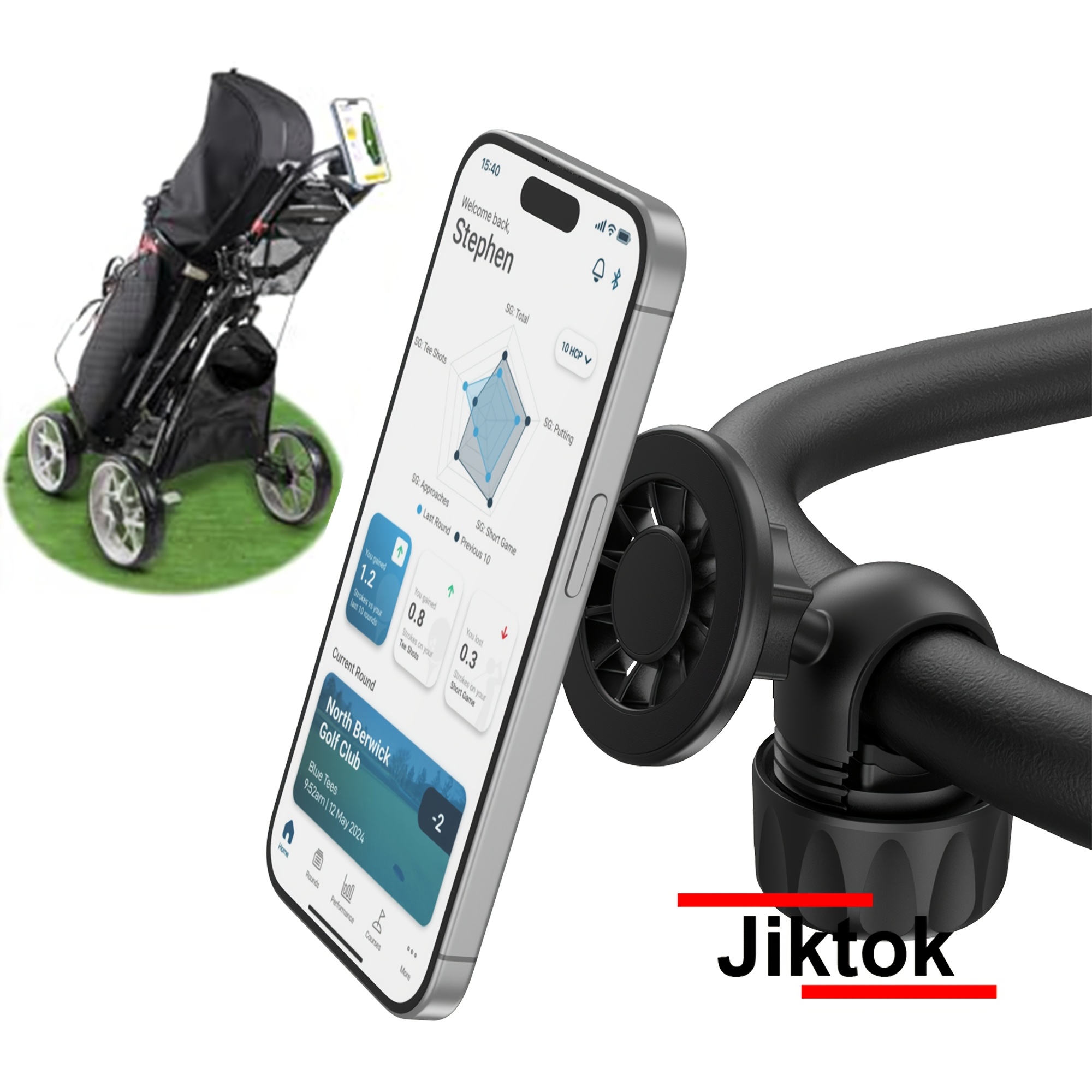 TEMU 360Â° Rotatable Magnetic Phone Holder For Golf , Featuring Strong Magnets And Compatibility With , Bag Boy, , And Other Golf Cart Additions For
