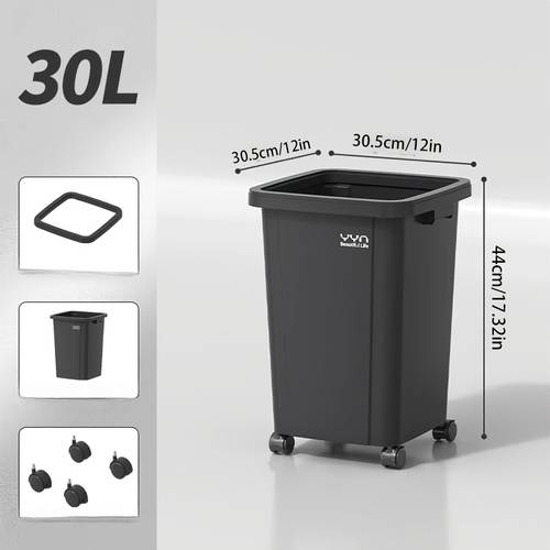 large capacity wheeled trash can square design with handles and wheels for serves as a kitchen trash can office waste paper collection bin and recycling container rectangular shape suitable for commercial use home and outdoor