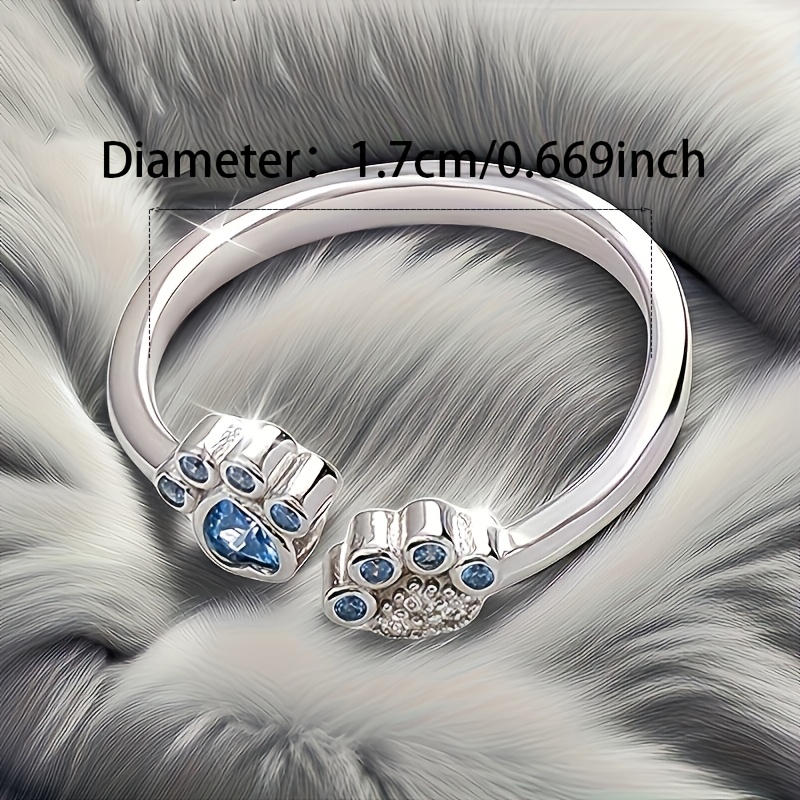 Cute Cat Paw Synthetic Zirconia Open Ring, Party Accessory
