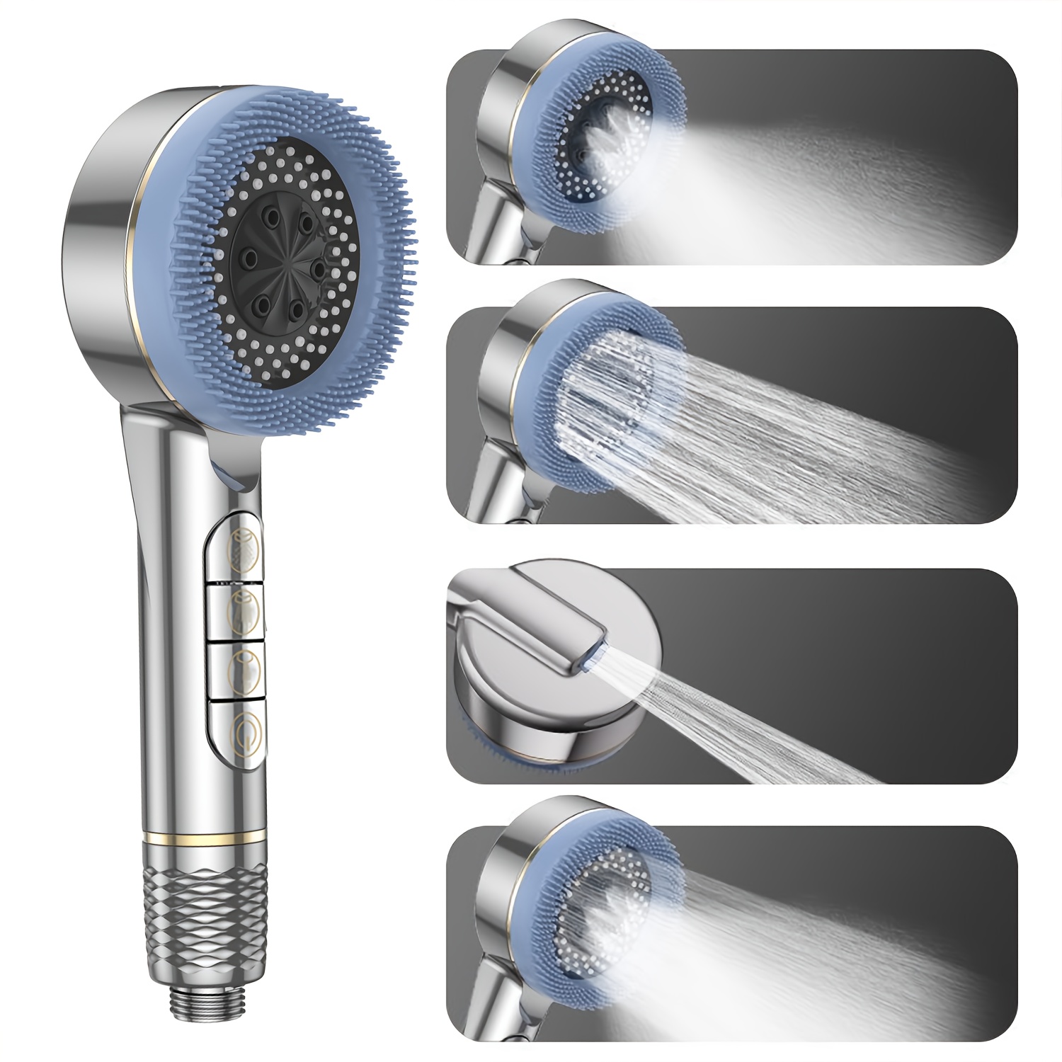 Prague Piano Shower Head, High-pressure Shower Nozzle With Filter – 4 Spray , Self-cleaning Nozzles, Perfect For Low Water Pressure, For Shower Use Only