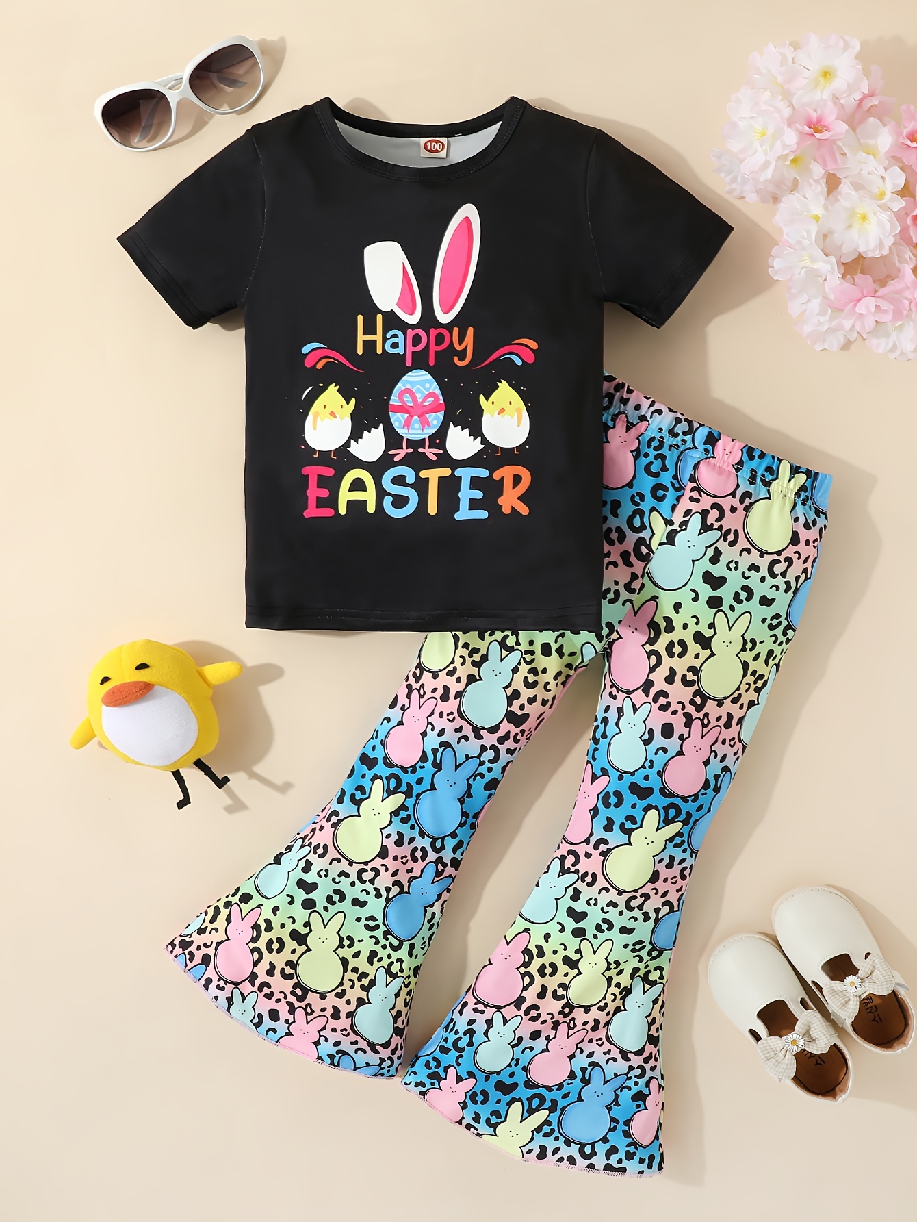 Short sleeves floral bunny tunic leggings girls easter outfits – Western  kids clothes