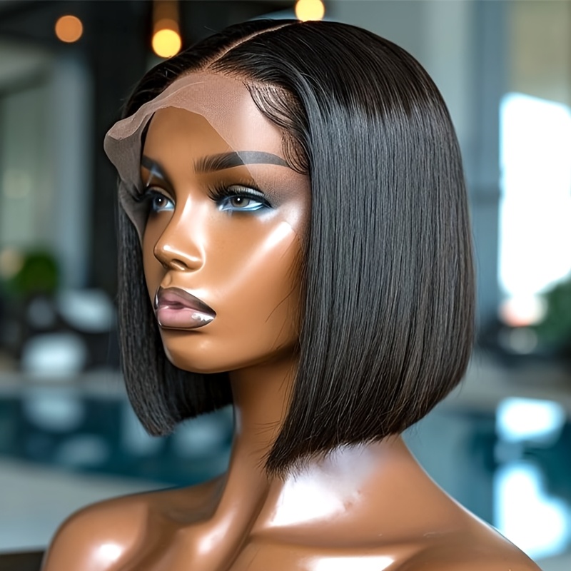 Straight BOB Wigs13*4 Deep Part Bob Wig Human Hair Wigs for Brazilian Lace Closure Bob Wig Pre Plucked with Baby Hair Natural Black