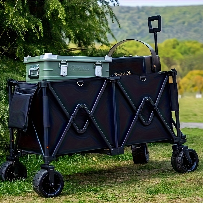 Folding Garden Cart Outdoor Beach Wagon with All Terrain Wheels