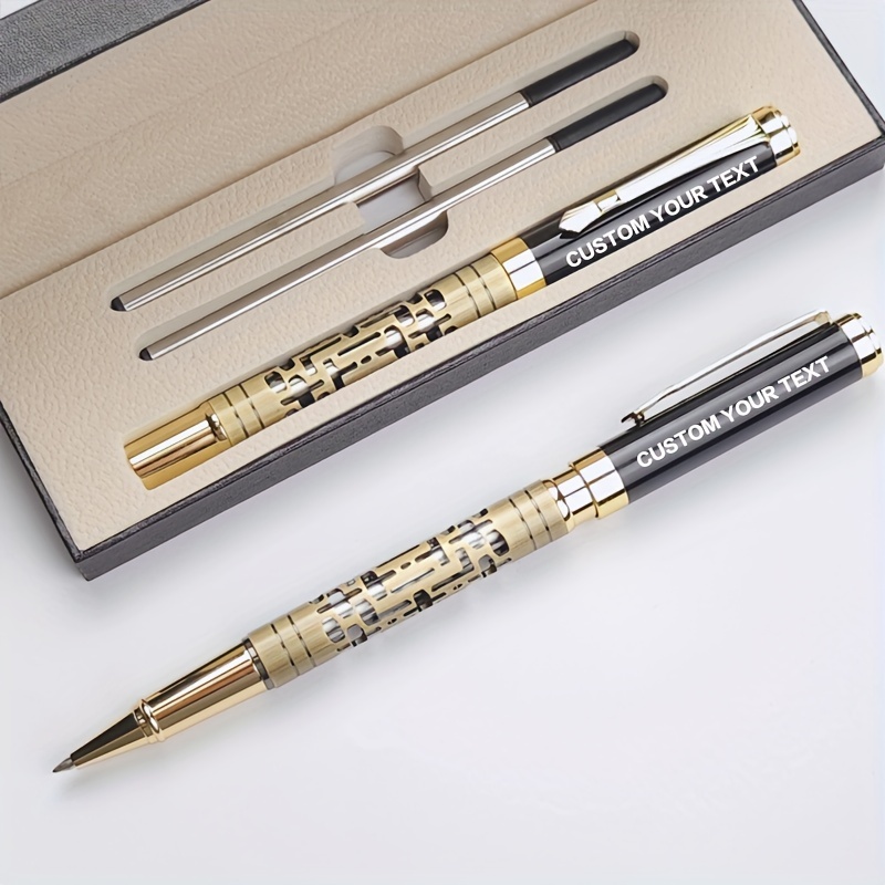 

Deluxe 4-piece Pen Set, Custom Engraved Metal Barrel, , Medium Point, Includes Gift Box And Extra Refills – Personalized Luxury Pens For Office And Gifts