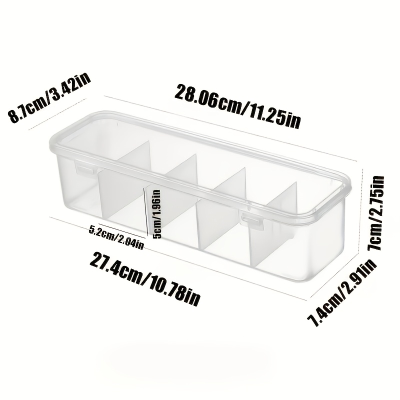 1 Large-capacity Data Cable Storage Box With Lid And 5 Partitions-suitable For Office And Home Use, Desktop Space, Made Of Durable Plastic, Very Suitable For Office Storage And Daily