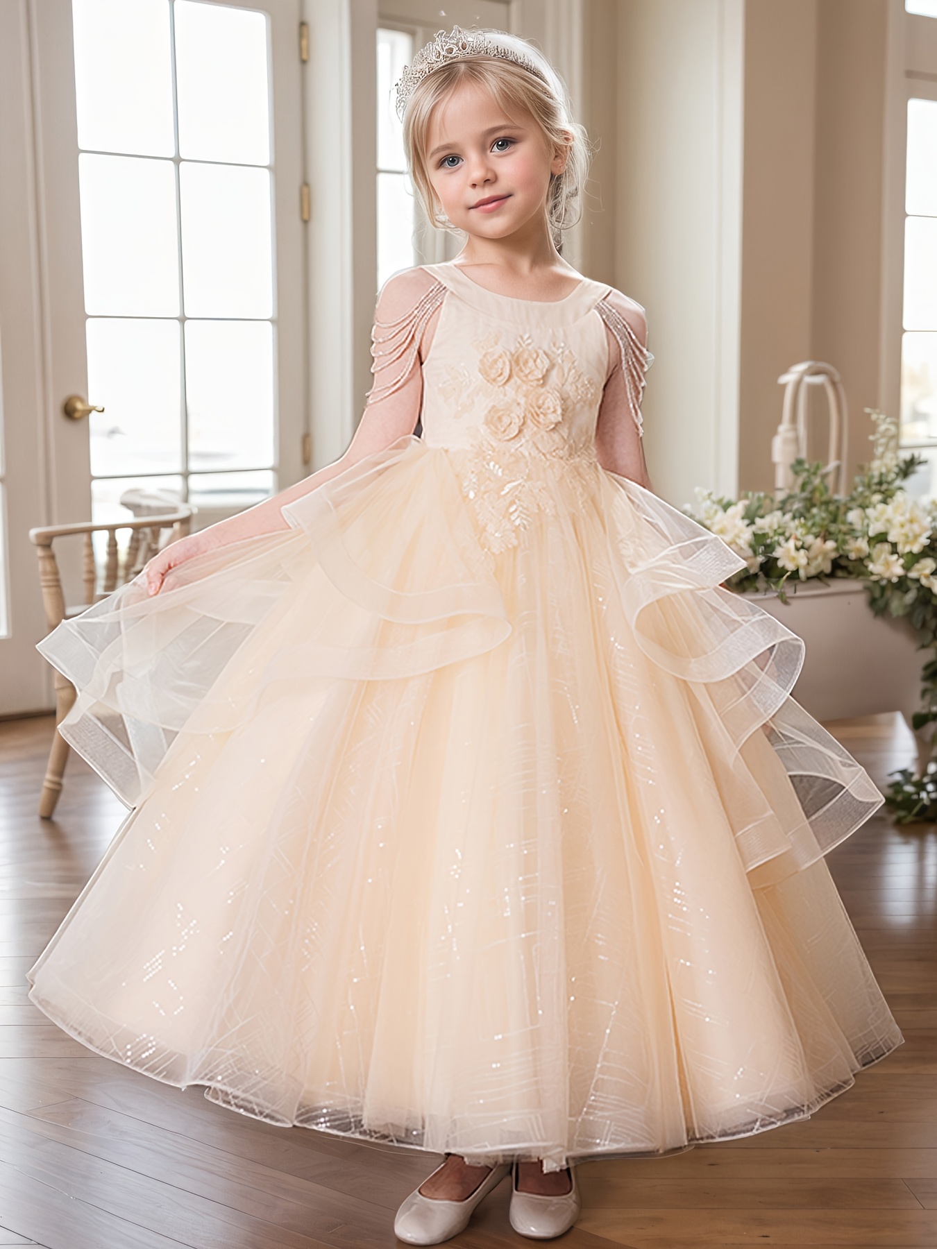 open lace back dress TIFFANY Sequins Tulle Cocktail Dress – Miss Behave Girls Corp main image 0
